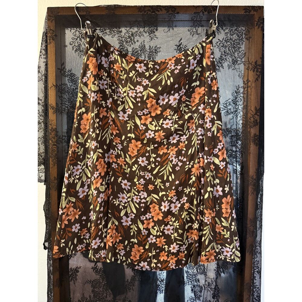 Norton McNaughton Brown Floral A-Line Skirt Size 12